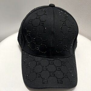 G Linked Rhinestone Hat Blk/Blk